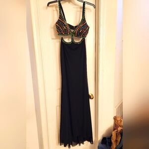 Elegant Black Beaded Women's Dress